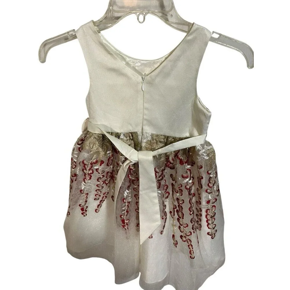 American Princess Little Girls Dress Size 5 Fancy Burgundy & Gold Holiday Event